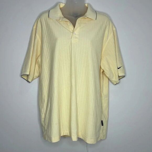 Nike Golf Dri-fit Yellow Ribbed Polo T Shirt top Size Large Mens - Picture 1 of 6